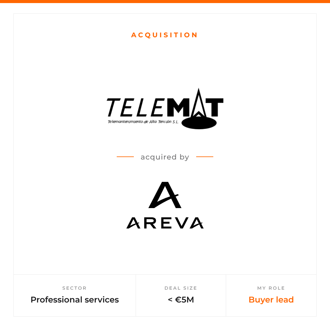 Telemat acquired by Areva, professional services, under €5M, Alexis Hue as buyer lead