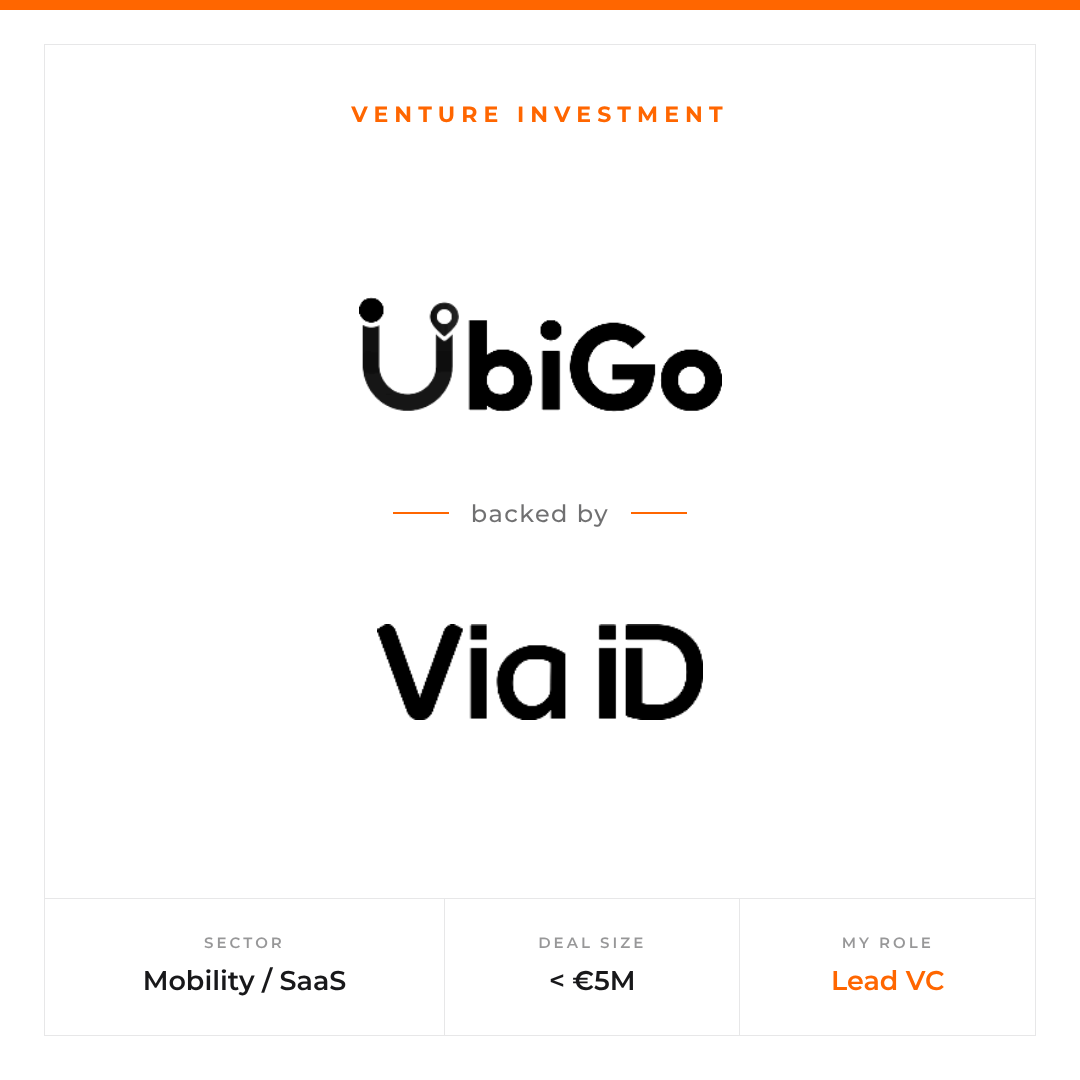 UbiGo backed by Via iD, mobility and SaaS, under €5M, Alexis Hue as lead VC